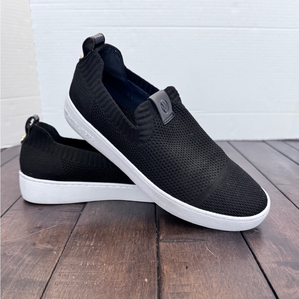 Michael Kors Juno Women's Knit Slip-On Sneaker Shoe Women’s 8 Black Stretch